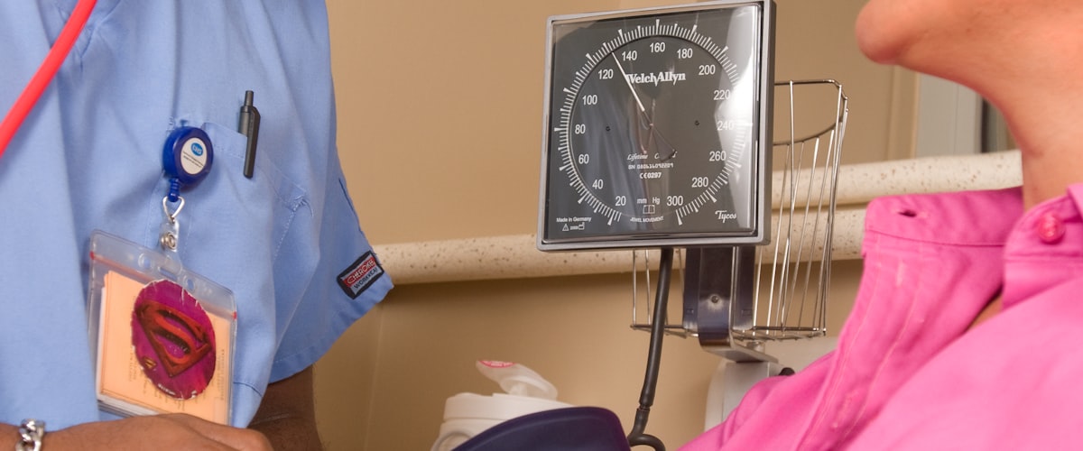 Blood pressure monitor used in a pharmacy check